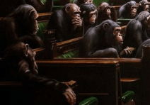 Bottom left corner of Banksy's 'Devolved Parliament' 2009.