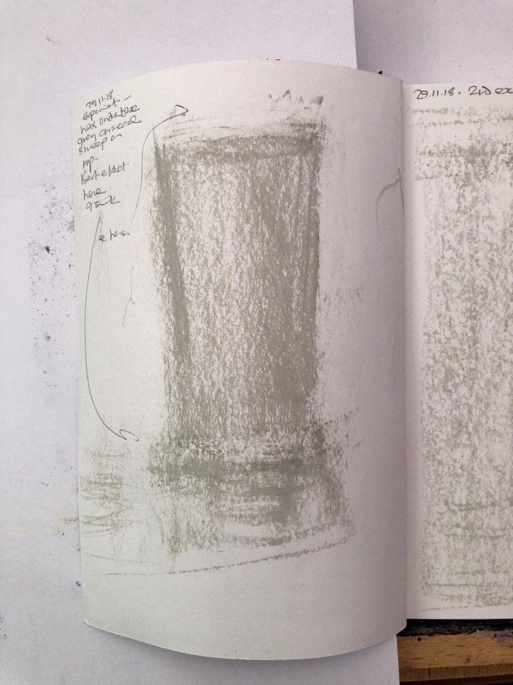 charcoal drawing of a glass