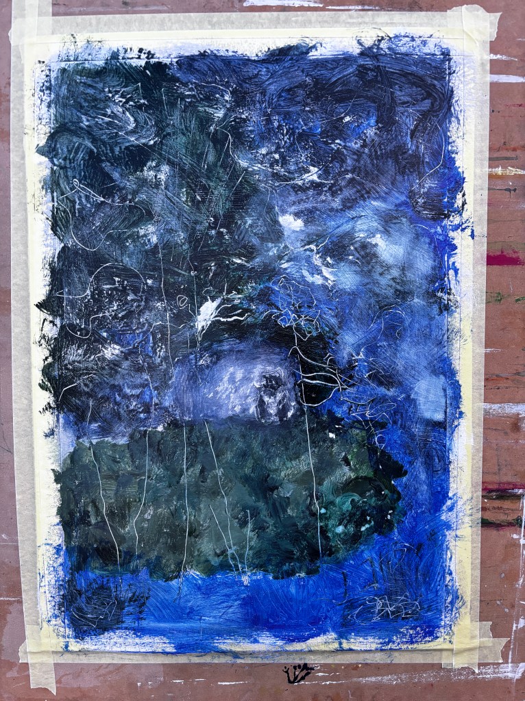 Seconder iteration of the first image. Mostly blue and with a faint image of a cat in the middle.